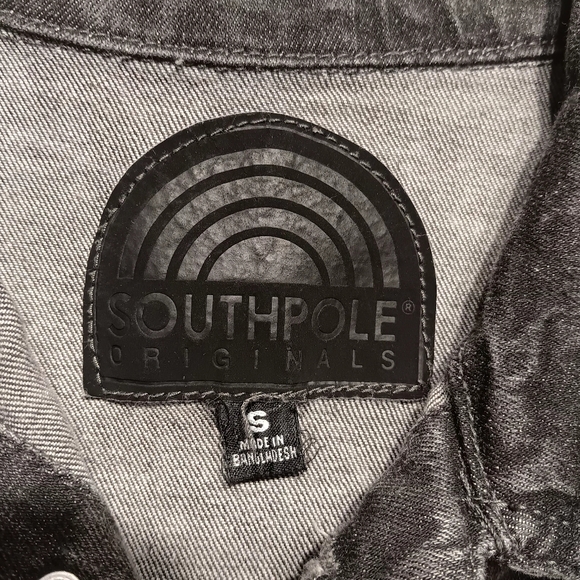 Y2K Southpole w/ patchs denim jacket, Small, Black/Charcoal denim, Great cond. - Picture 5 of 10